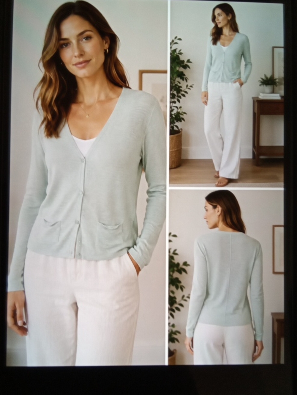Poles Mint Lightweight Cardigan Viscose Linen Blend Capsule Wardrobe Spring M